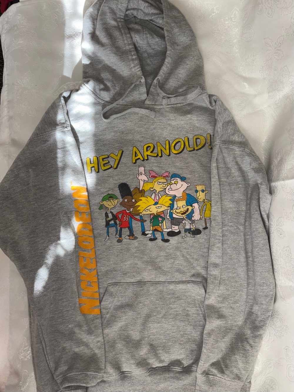 Nickelodeon Hey Arnold! Gray Hoodie with Colorful Character Graphic
